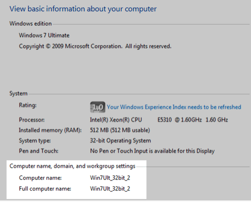 Computer name in Windows 7