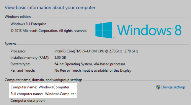 Computer name in Windows 8